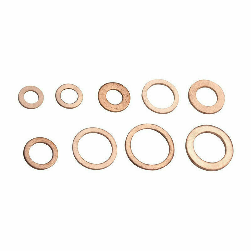 200PCS 9 Sizes(M5-M14) Copper Metric Sealing Washers Flat Washers Assortment Kit