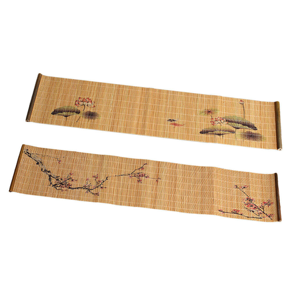 2Pcs Tradtional Bamboo Wooden Tea Mats Zen Table Runner Heatproof Pad Gifts