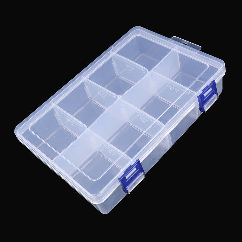 8 Compartment Plastic Storage Box Jewellery Earring Beads Case ContainerJ SJ