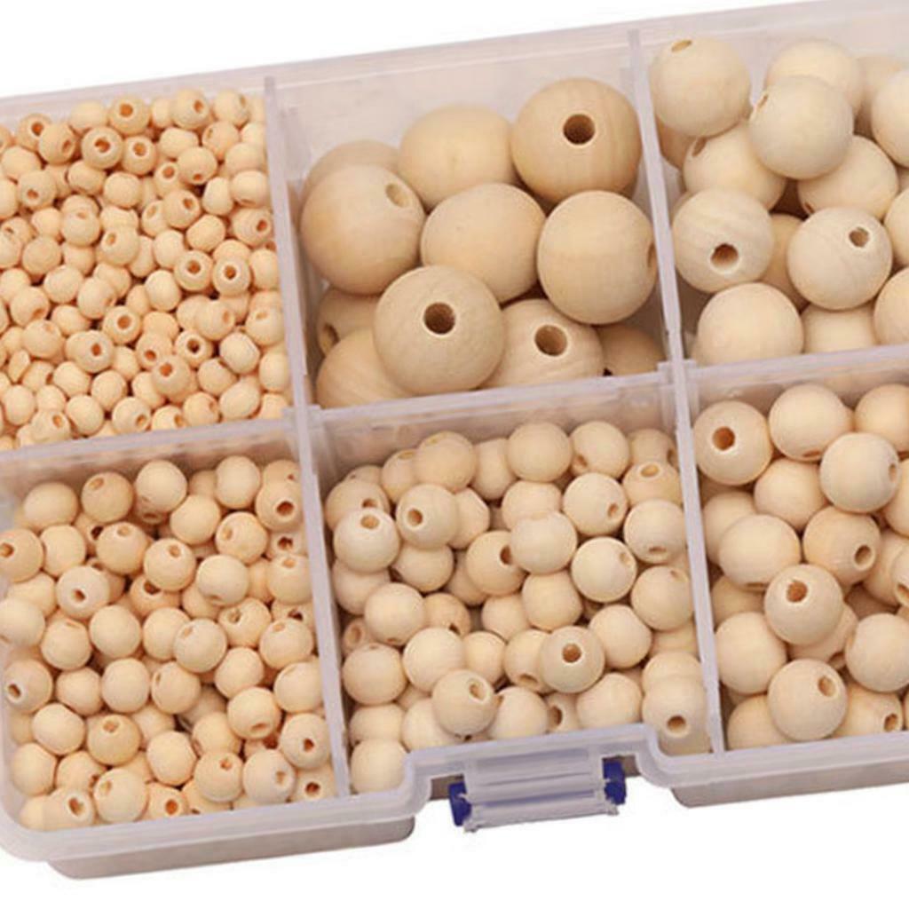 1150pc 6mm-20mm Natural Wood Beads Unfinished Round Wooden Loose Beads Spacer