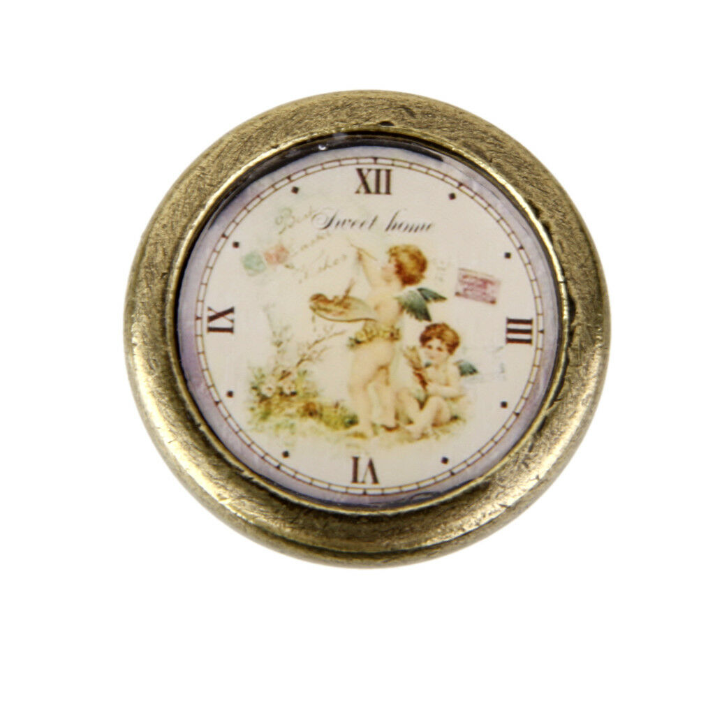 2pcs Girl & Bird Print Round Cabinet Door Drawer Handle Pull Knobs Hardware