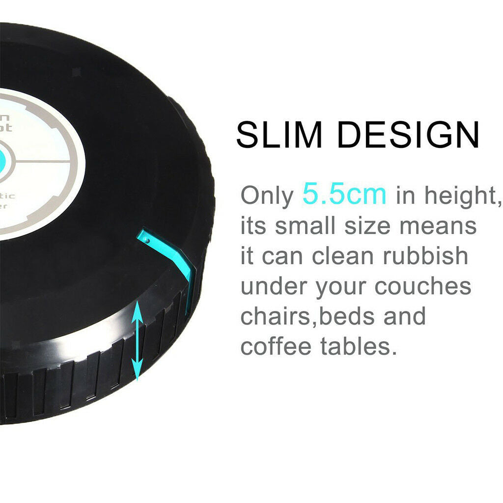 Auto Cordless Vacuum Cleaning Robot Robotic Cleaner for Hair Dust Dirt Black