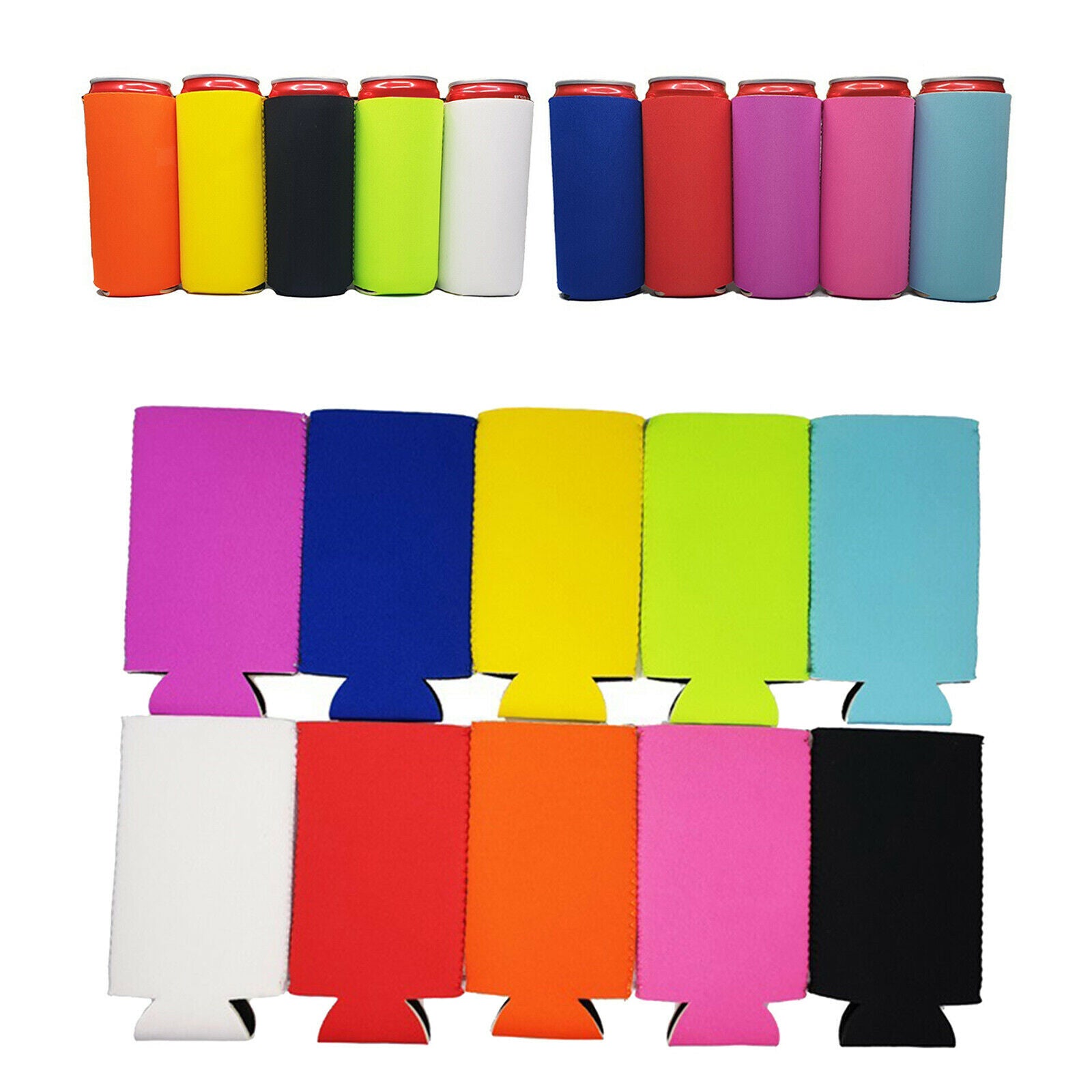 10Pcs Beer Can Cooler Drink Cola Sleeves Collapsible Soda Bottle Cup Covers