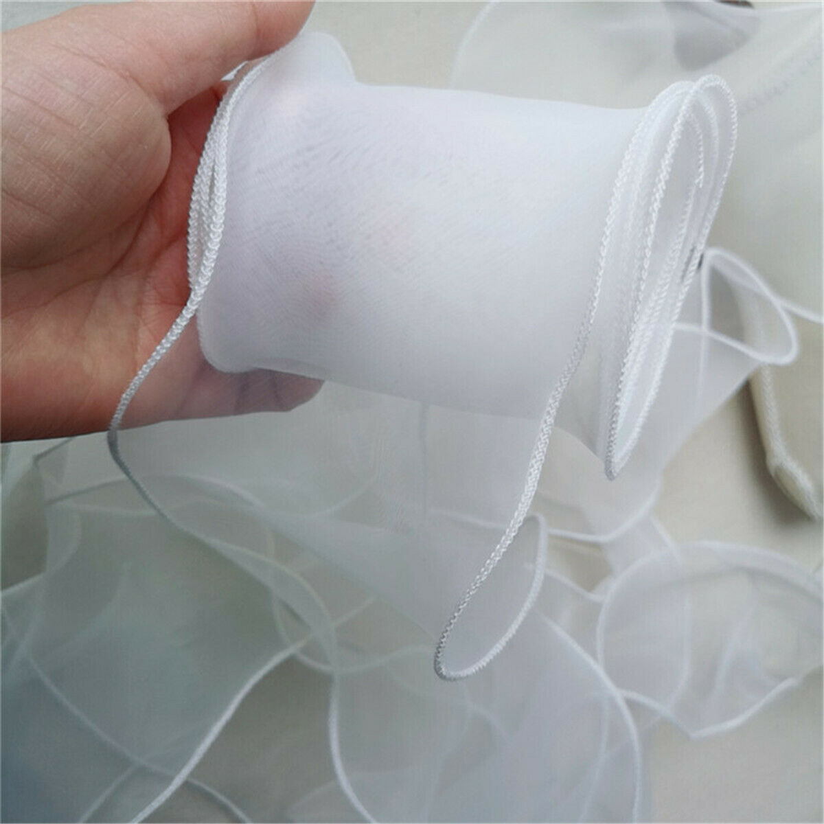 100CM White Ruffle Trim Organza Pleated Lace Ribbon DIY Sewing 3.54'' Width