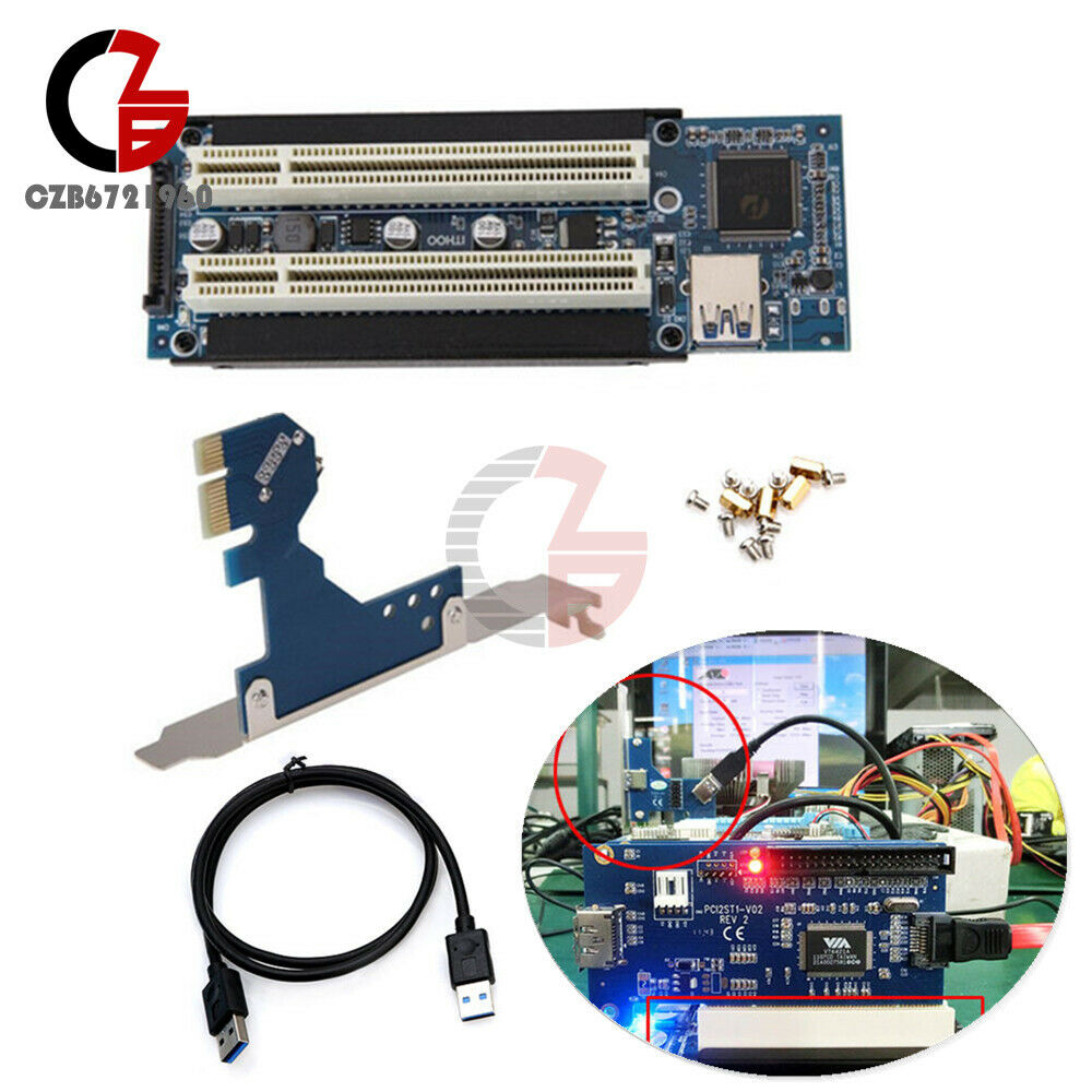 2 Sets USB 3.0 PCI-E Express X1 to Dual PCI Riser Card Slot Expansion Adapter