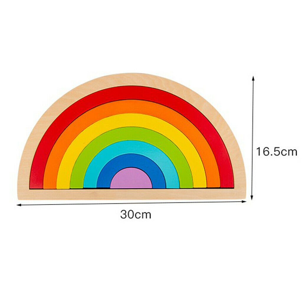 7x Rainbow Wooden Rainbow Blocks Creative Building Stacking for Learning Toys