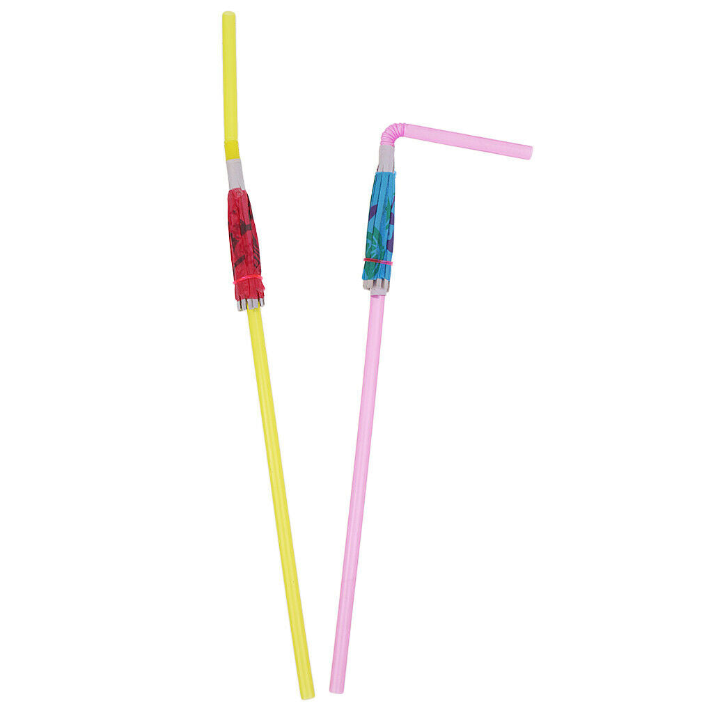 50pcs Mixed Color Hawaiian Parasol Umbrella Cocktail Staws Cocktial Party Drink