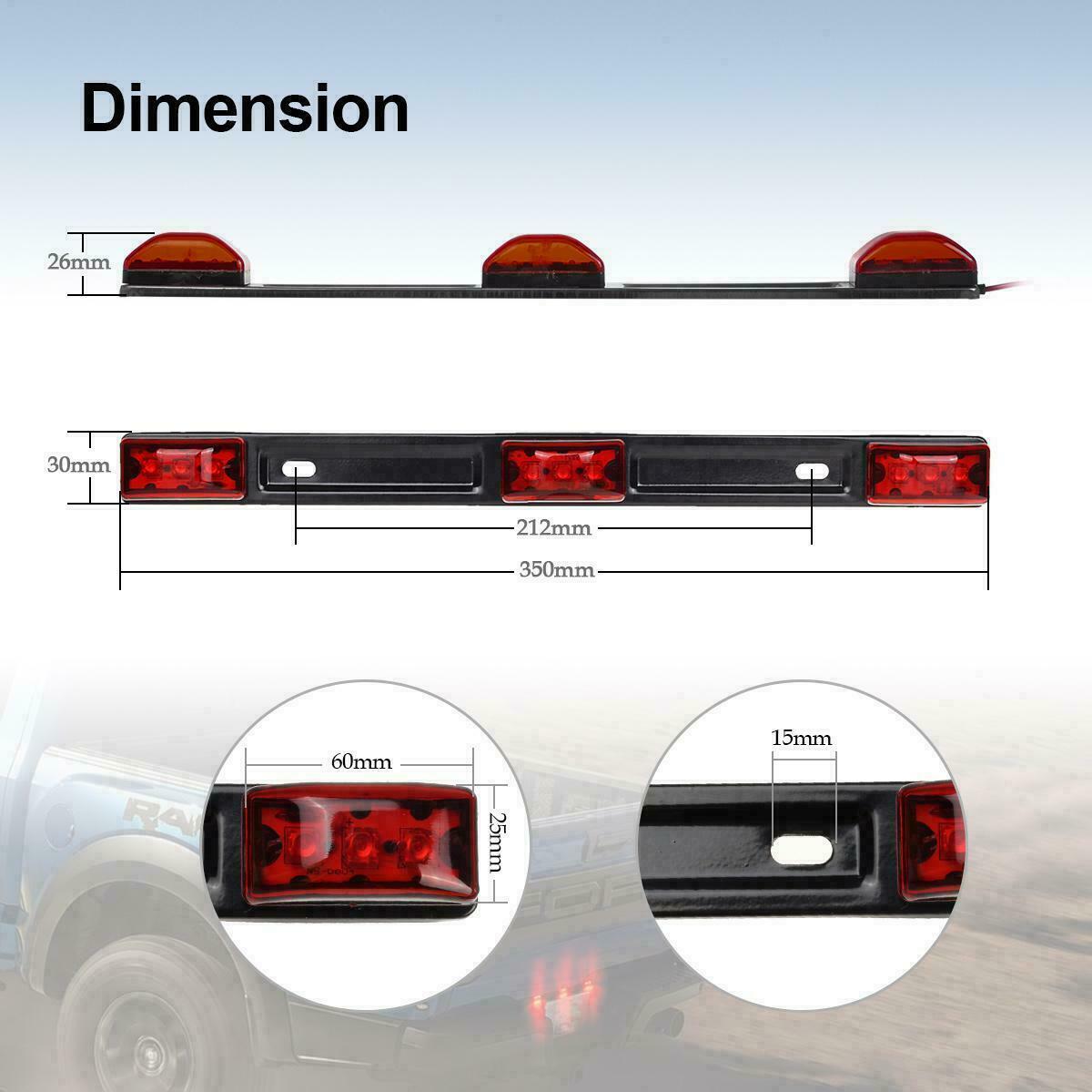 Stainless Red LED ID Bar Light Truck Boat Trailer Marker Clearance Lights