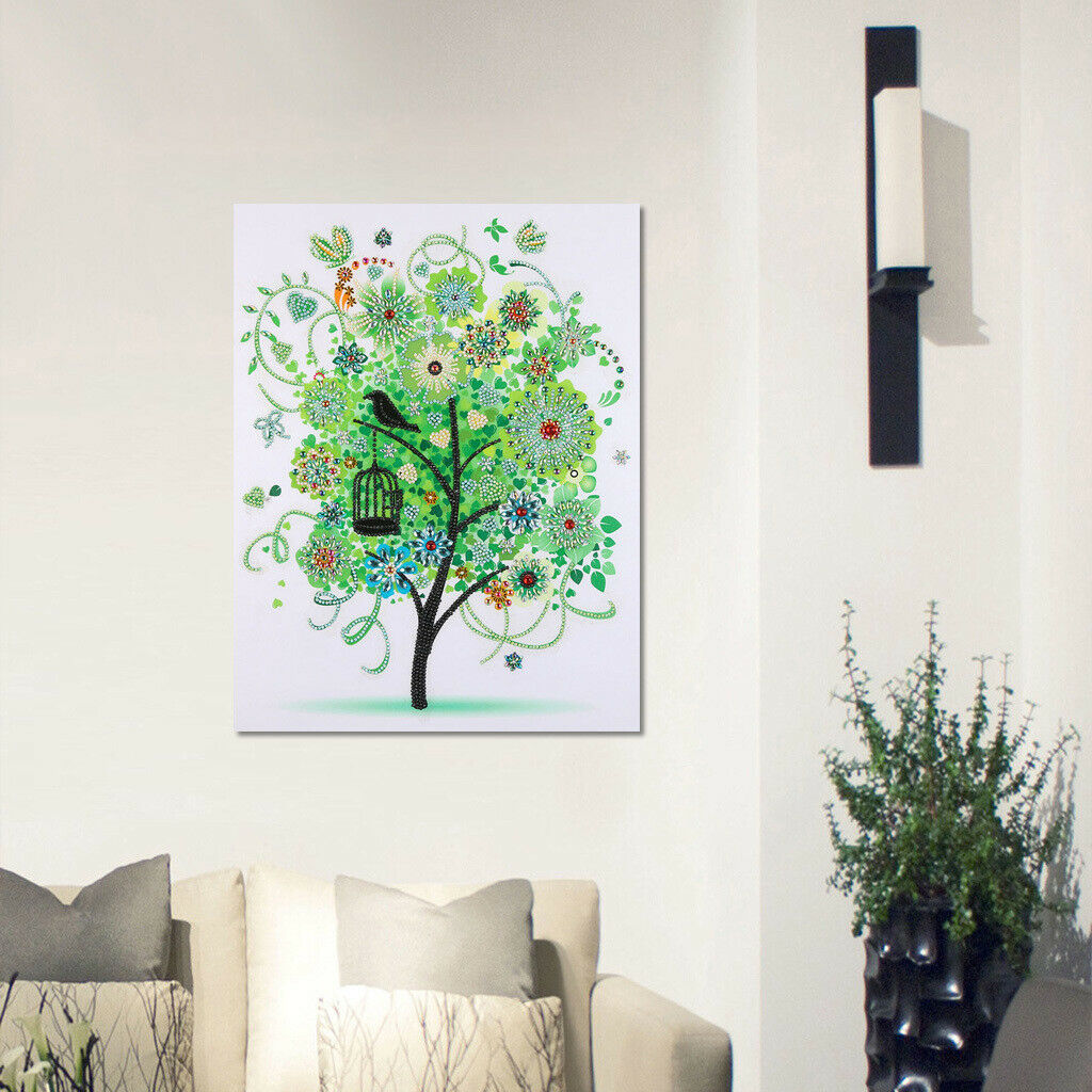 Treer-shaped DIY 5D Diamond Paiting Cross Stitch Kit for Arts Craft Green