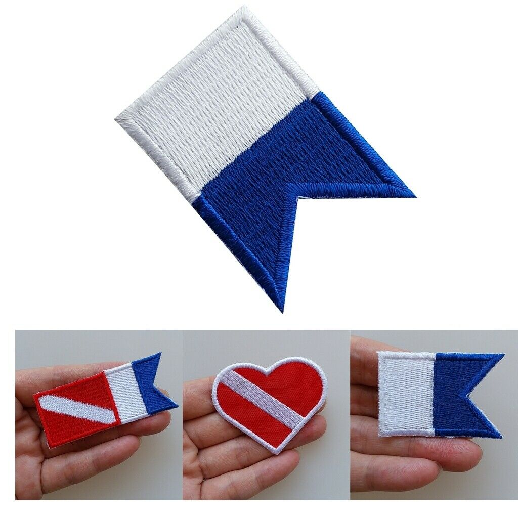 3 Pairs Scuba Diving Flag Embroidered Patch Letters Iron on Badge