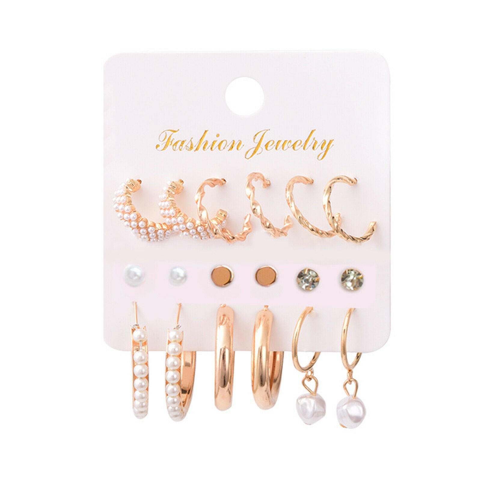 9 Pairs Earrings Glass Rhinestone Set for Girls Parties Jewel Easy Wear