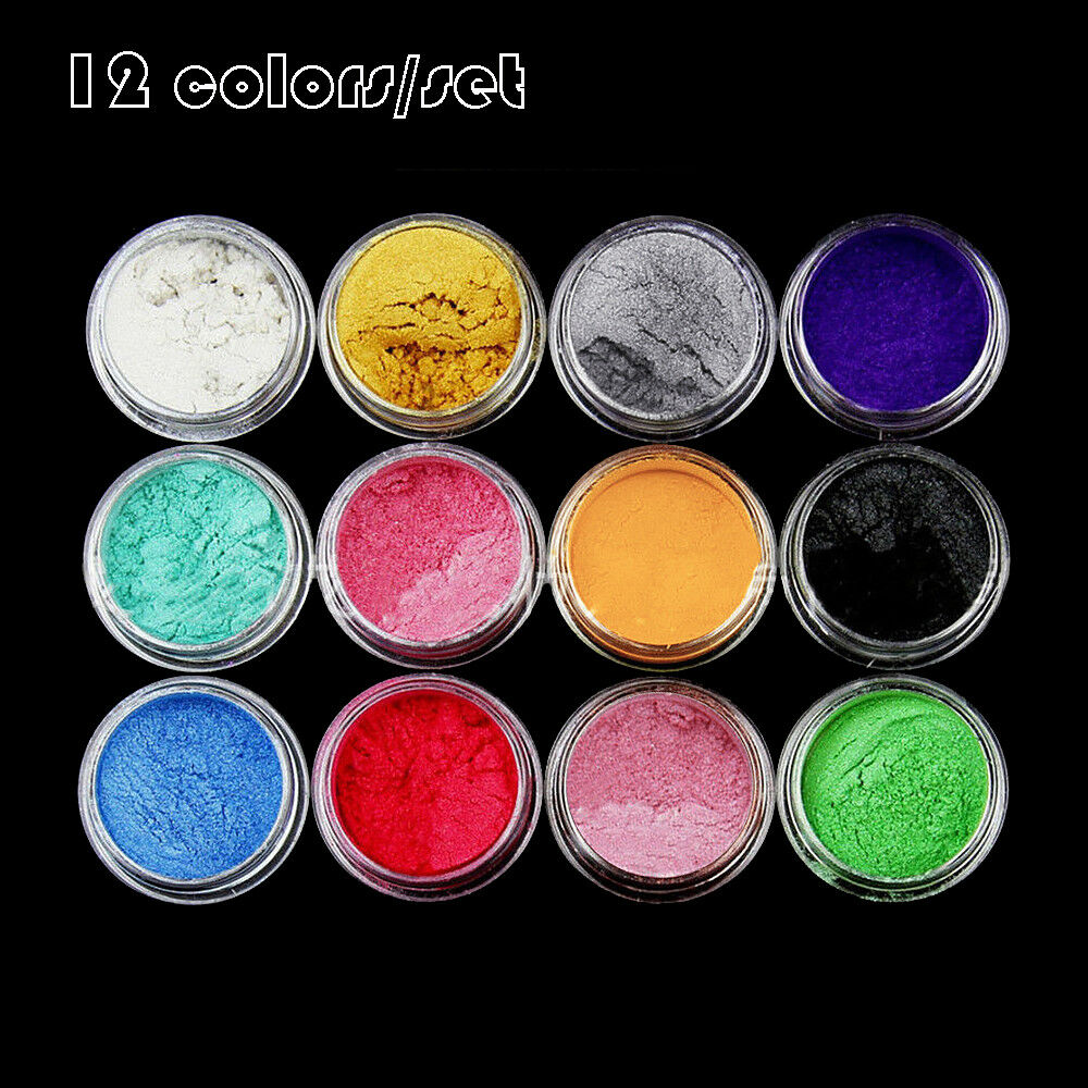 12 Color Glitter Making Bath Bomb Soap Dye Eye Shadow Makeup Pigment Mica Powder