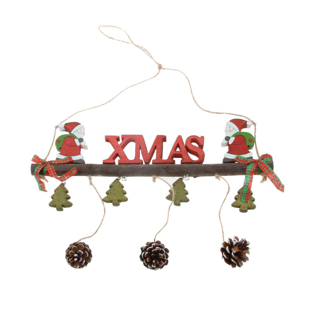 Merry Christmas Tree Hanging Ornaments Xmas Wood Door Hanging Decoration
