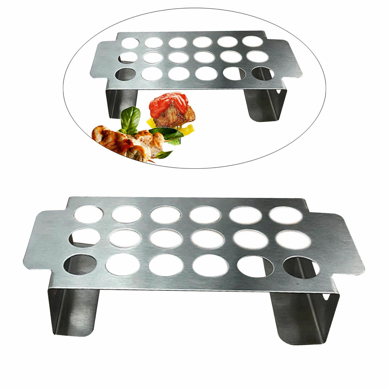 Stainless Steel BBQ Grill Rack Grill Net Shrimp Clip Holder Picnic BBQ Tool