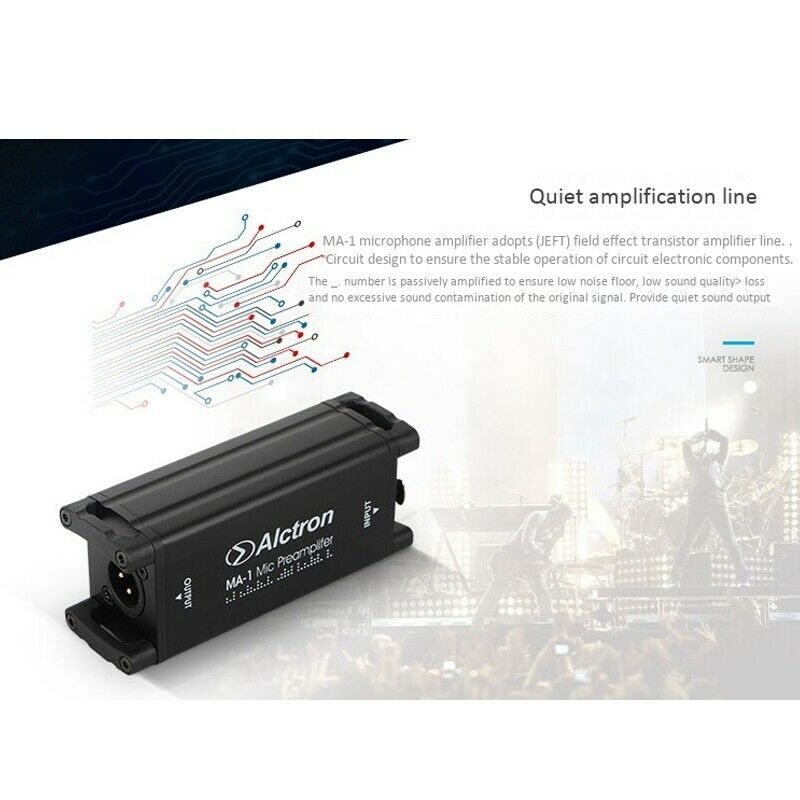 Alctron MA-1 Microphone Amplifier Dynamic/Passive Aluminum Microphone PreampliD3