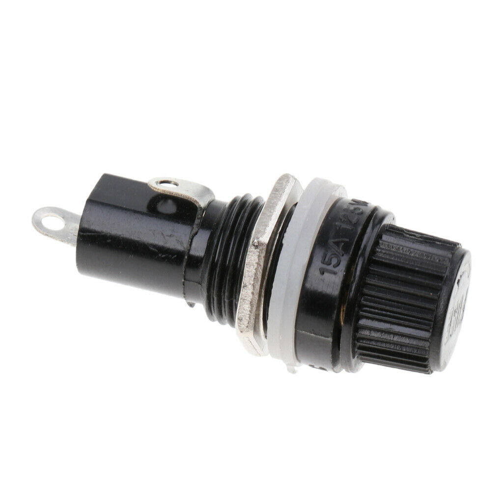 5PCS AC 125V/15A 250V/10A Screw Cap Panel Mounted 5x20mm Fuse Holder Black