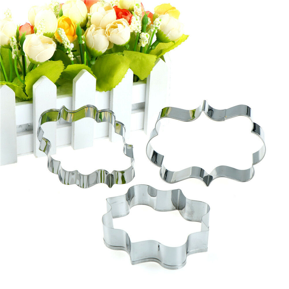 3x Stainless Steel European Pattern Cutter Mold For Cake Cookie Baking To.l8
