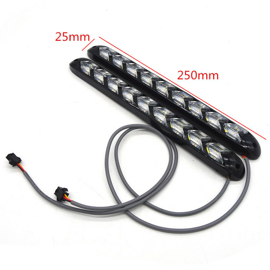 2Pcs Car White/Amber Switchback Flowing Strip Light Arrow Flasher Turn Signal