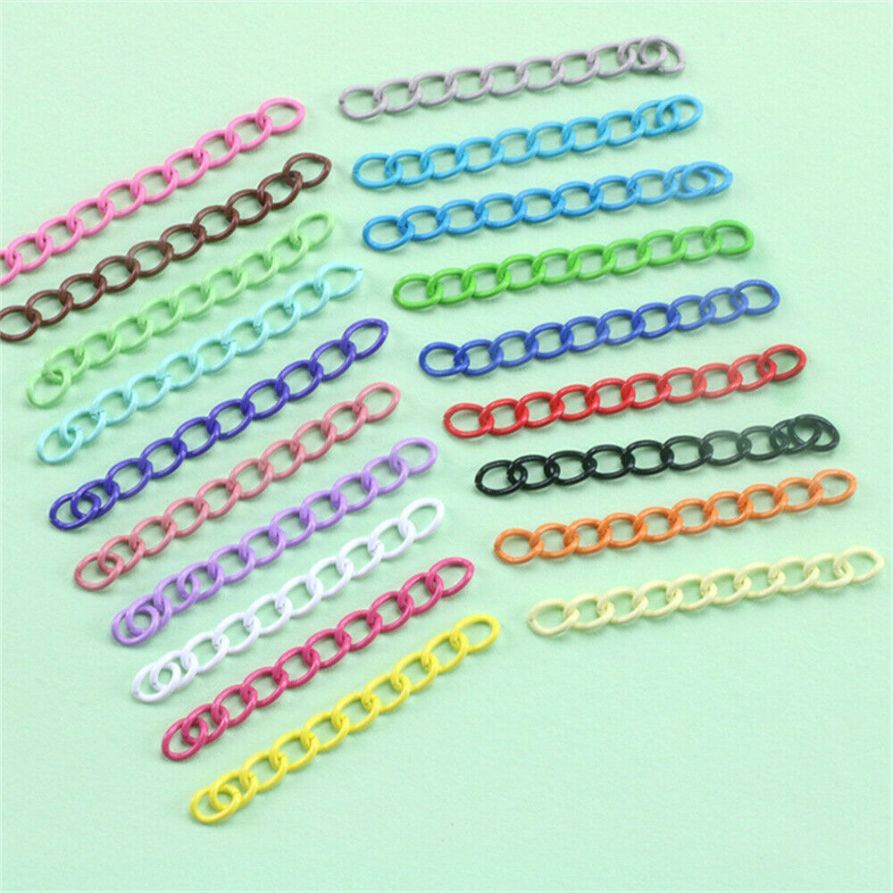 10 Mix Painted Extension Chains Iron For Bracelet Necklace DIY Jewelry Craft 5cm