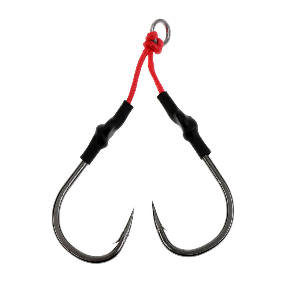 3X Fishing Dual Hook with PE Line Super Strong Jigging Jig Barbed Hooks 8