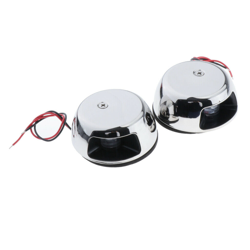 2 Pack Boat LED Rail Light Green&Red 12V 2W Chromed Brushed Nickle Bezel 3"