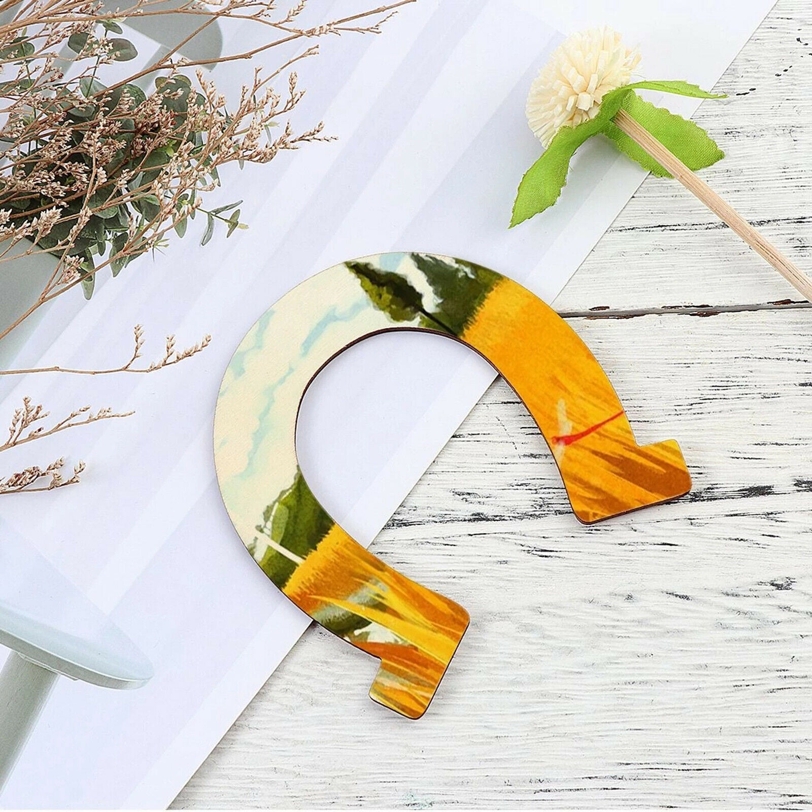 24pcs Unpainted Wooden Slices Cut Horseshoe Cutouts Pieces Rustic Decoration