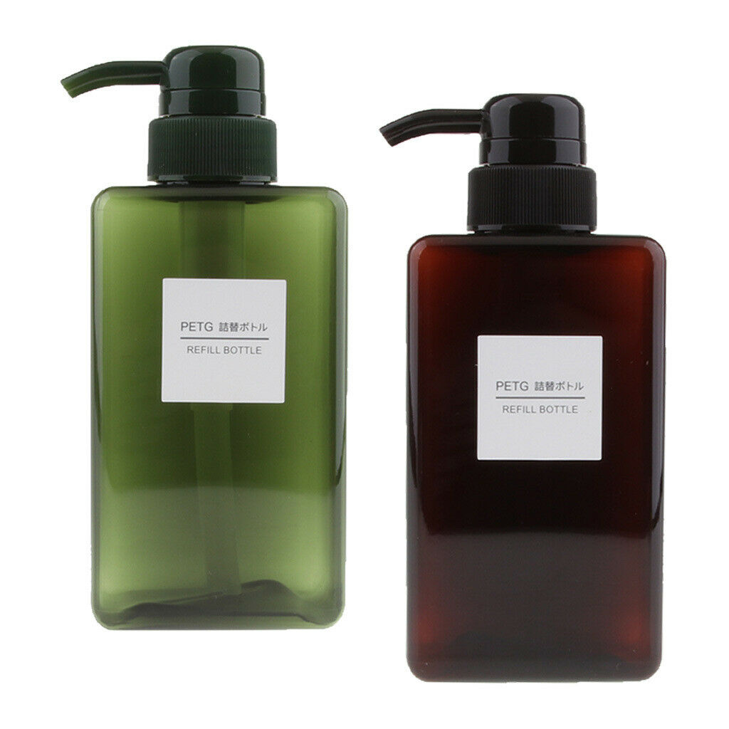 2x 450ml Pump Bottles BPA Free Cosmetic Body Wash Holder Container Leakproof