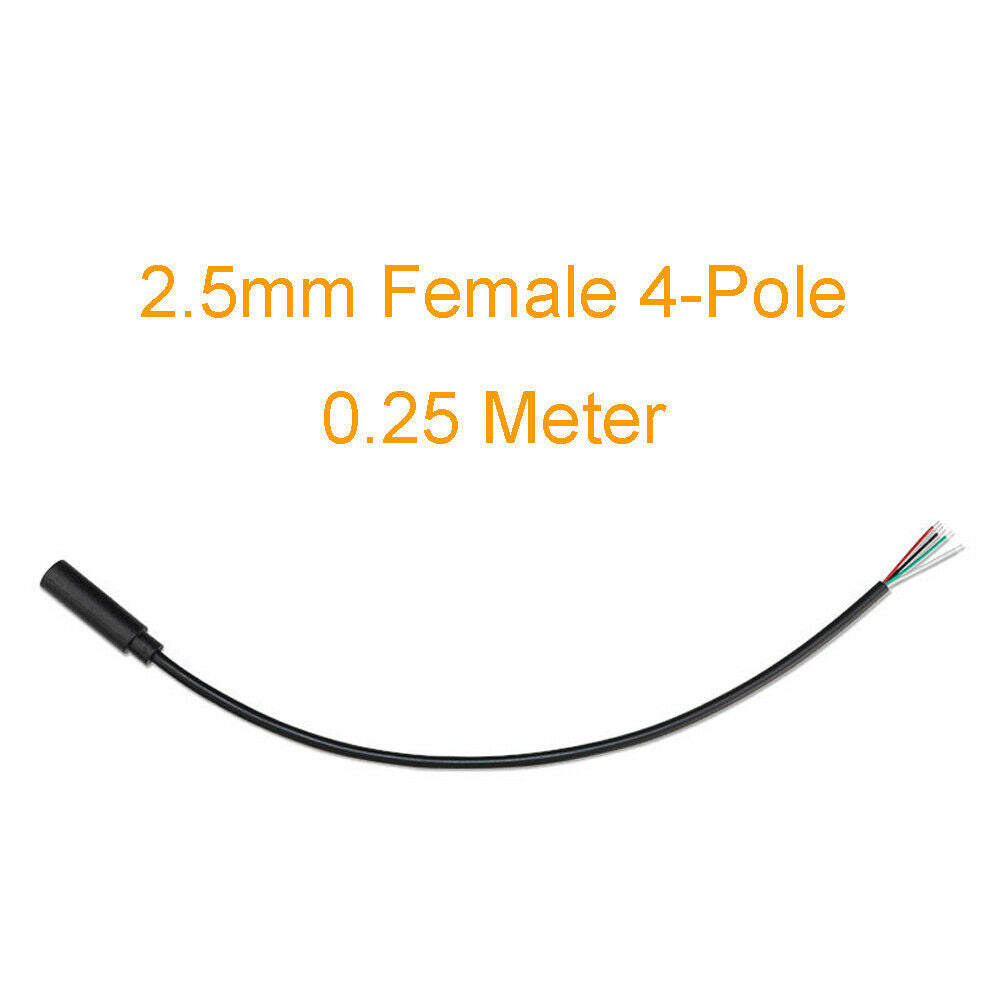 1pc 2.5mm Female Jack Stereo 4 Pole Audio AUX Cord 4P DIY Pigtail 25cm 1Ft Cable