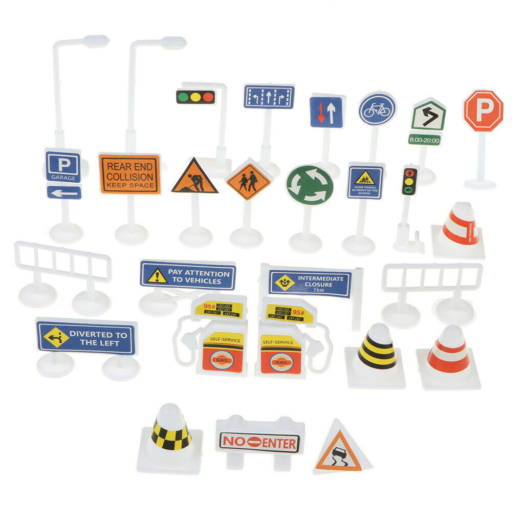 Kids Street Traffic Signs Playset Educational for Traffic Knowledge Learning
