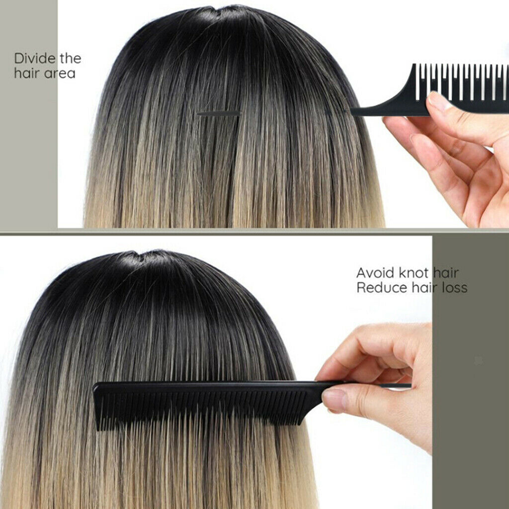 6 Pieces Professional Hair Comb with Foil for Professional Salon Tiles Black