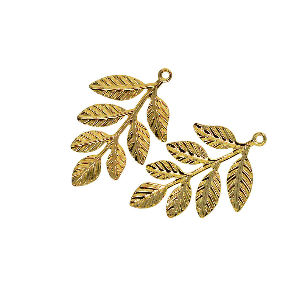 30Pcs Golden Plated Alloy Leaf Branches DIY Charms Pendants Home Decors Gift