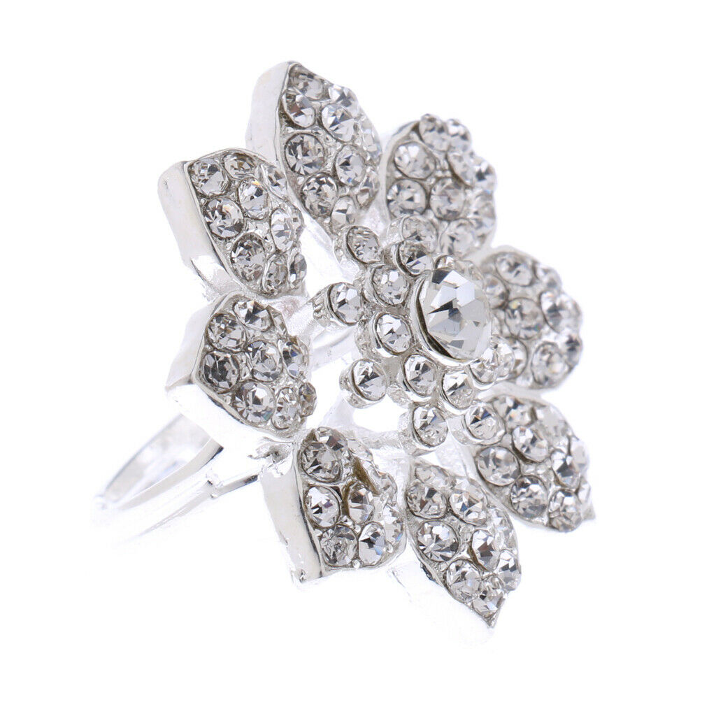 Fashion Diamante Rhinestone Flower Wedding Party Christmas Ring Copper Ring
