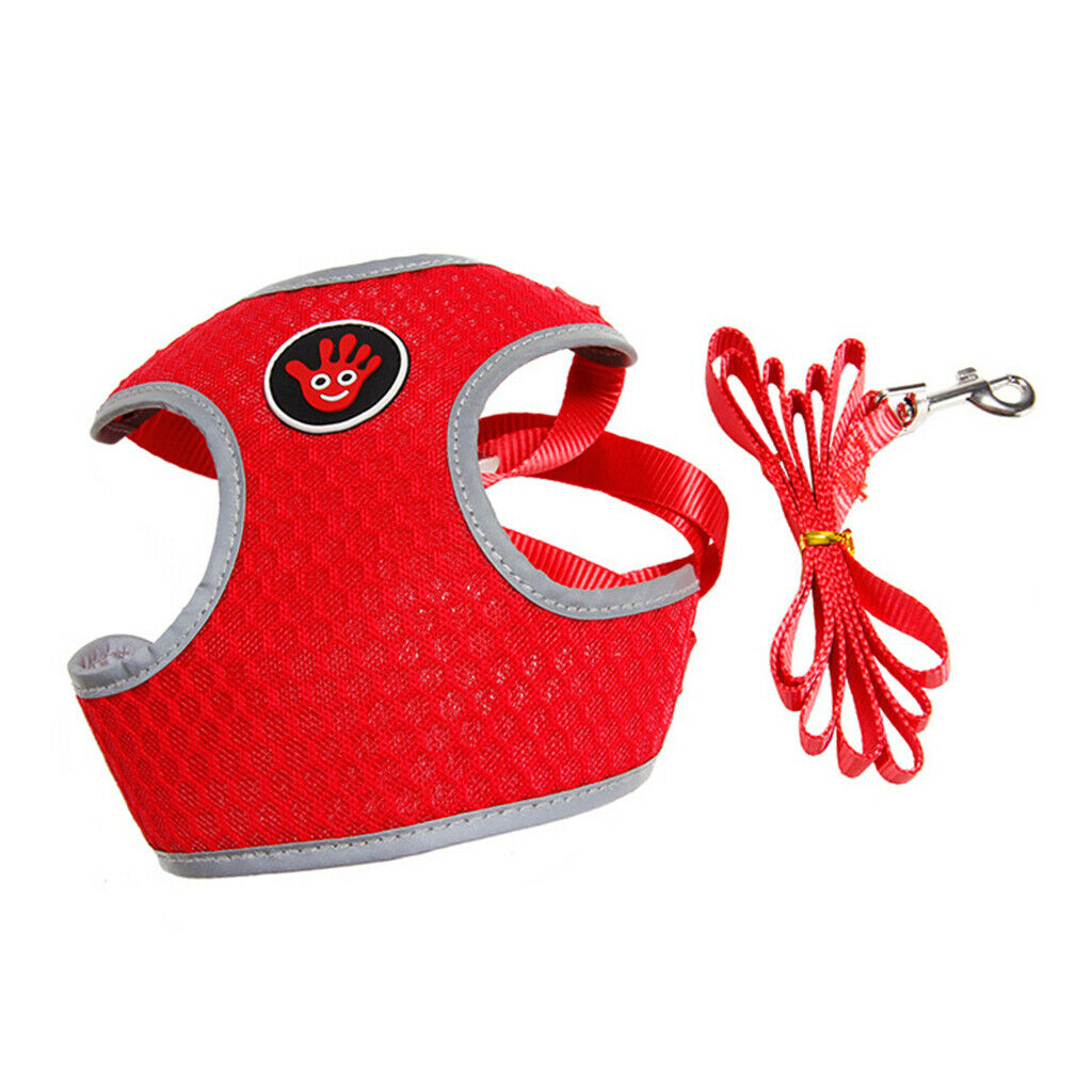 Breathable Dog Vest Harness Pet Outdoor Traction Rope For Cat Dog Red S