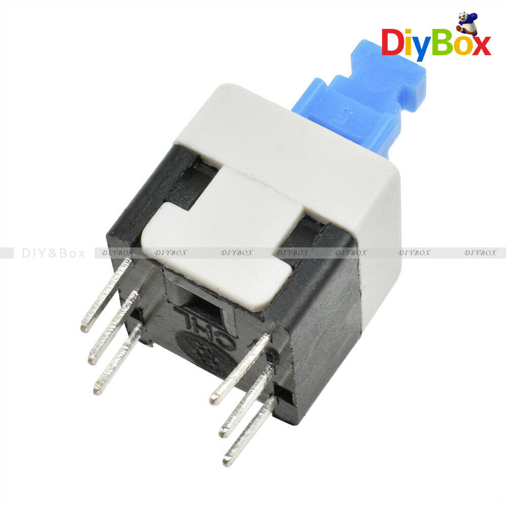 20PCS Self-locking Blue Cap Type Square Blue Button Switch Control 8X8mm