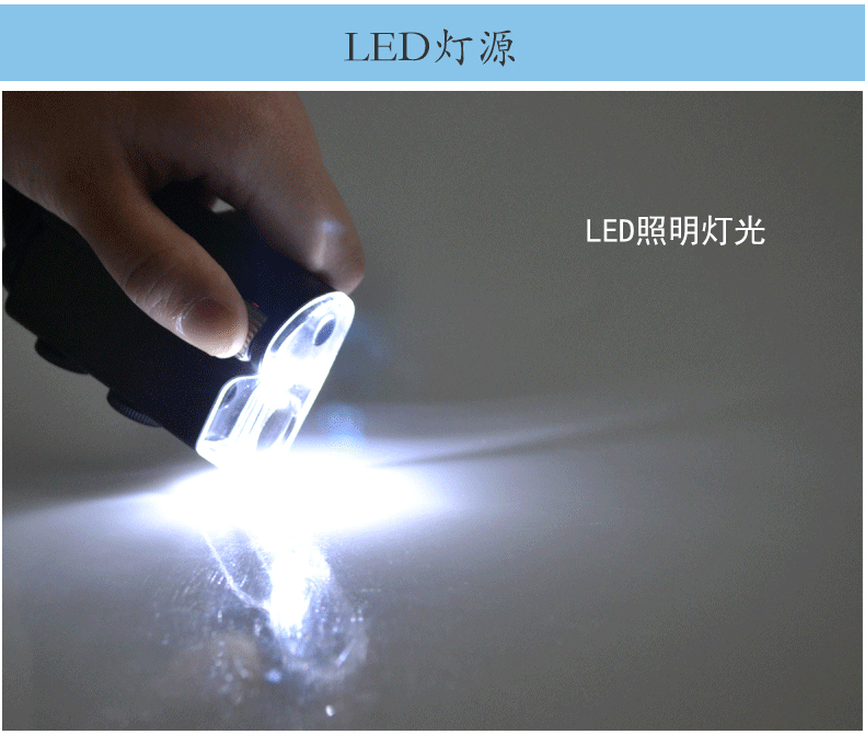 60X-100X UV&LED Lighted Pocket Microscope Magnifier With Clip For Cellphone