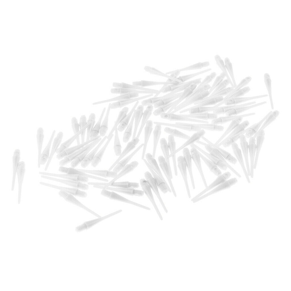 100 Pcs Dart Soft Tips Points 2BA Standard Darts Shaft Needle White