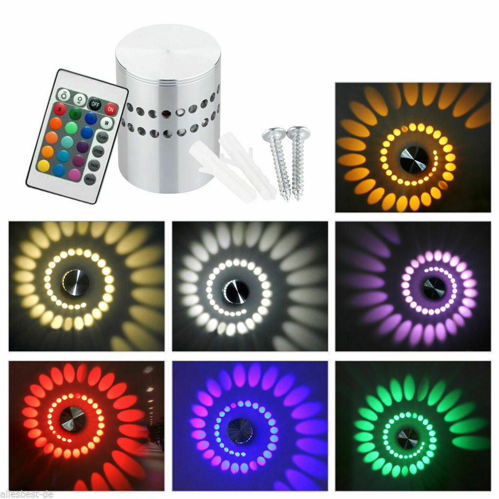 3w Adjustable Spiral 7 Color Lamp Wall Sconce Wall Lamp Led Luminaire