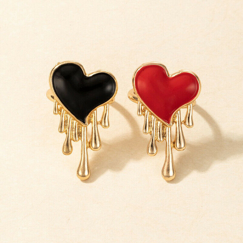 2Pcs Wedding Enamel Heart Rings For Women's Party Fashion Jewelry Couple .l8