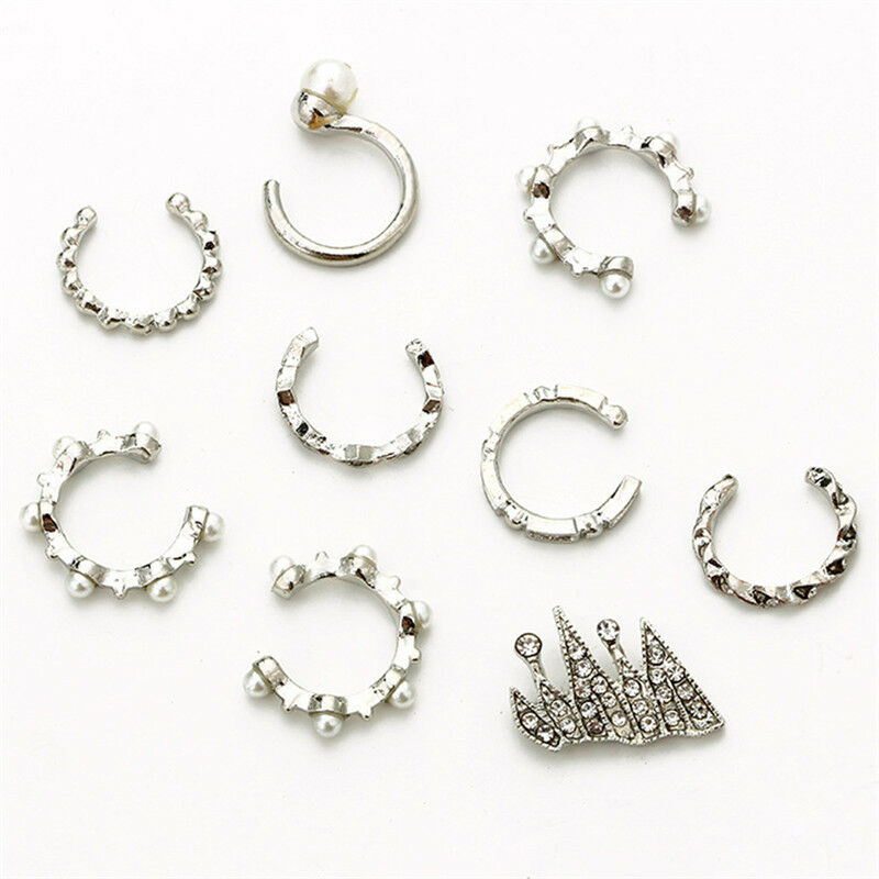 9PCS/Set Ear Clip Bohemia Ear Cuff Stud Crystal Ear Earrings Jewelry fashi.l8