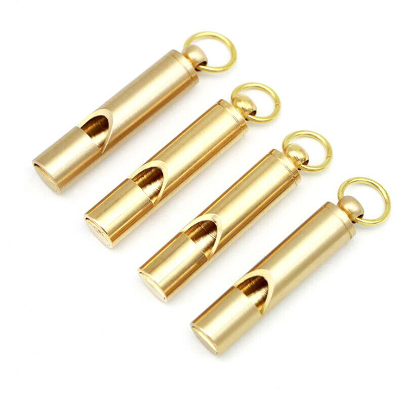 Retro Pure Brass Whistle Outdoor Whistling Survival Supplies Keyring Hang.l8