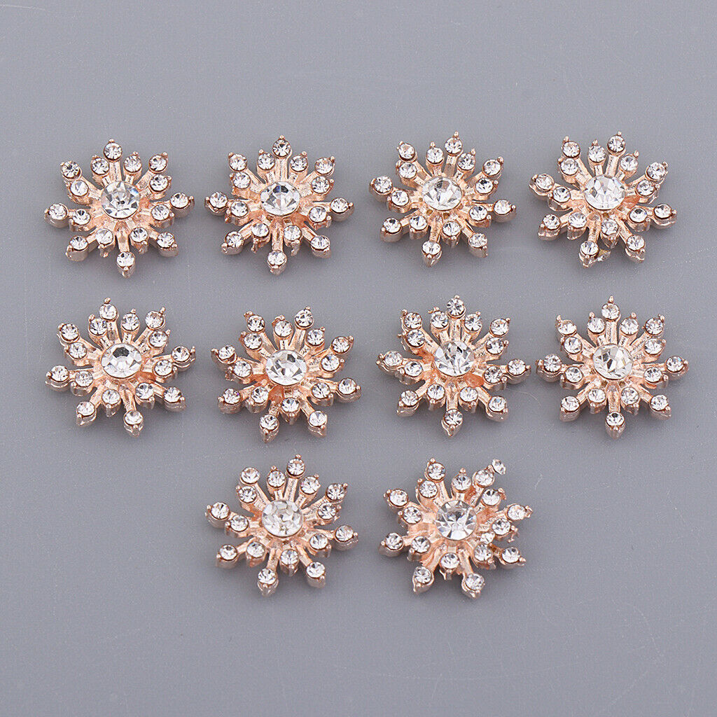 10x Crystal Rhinestone Alloy Flatback Embellishment Buttons Sewing Ornament