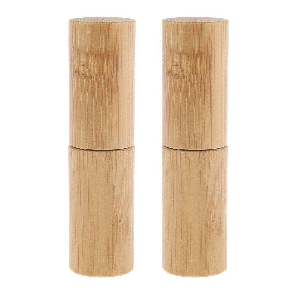 2 Pcs Handmade Bamboo Refillable Empty Essential Oil Makeup Roll on Bottle