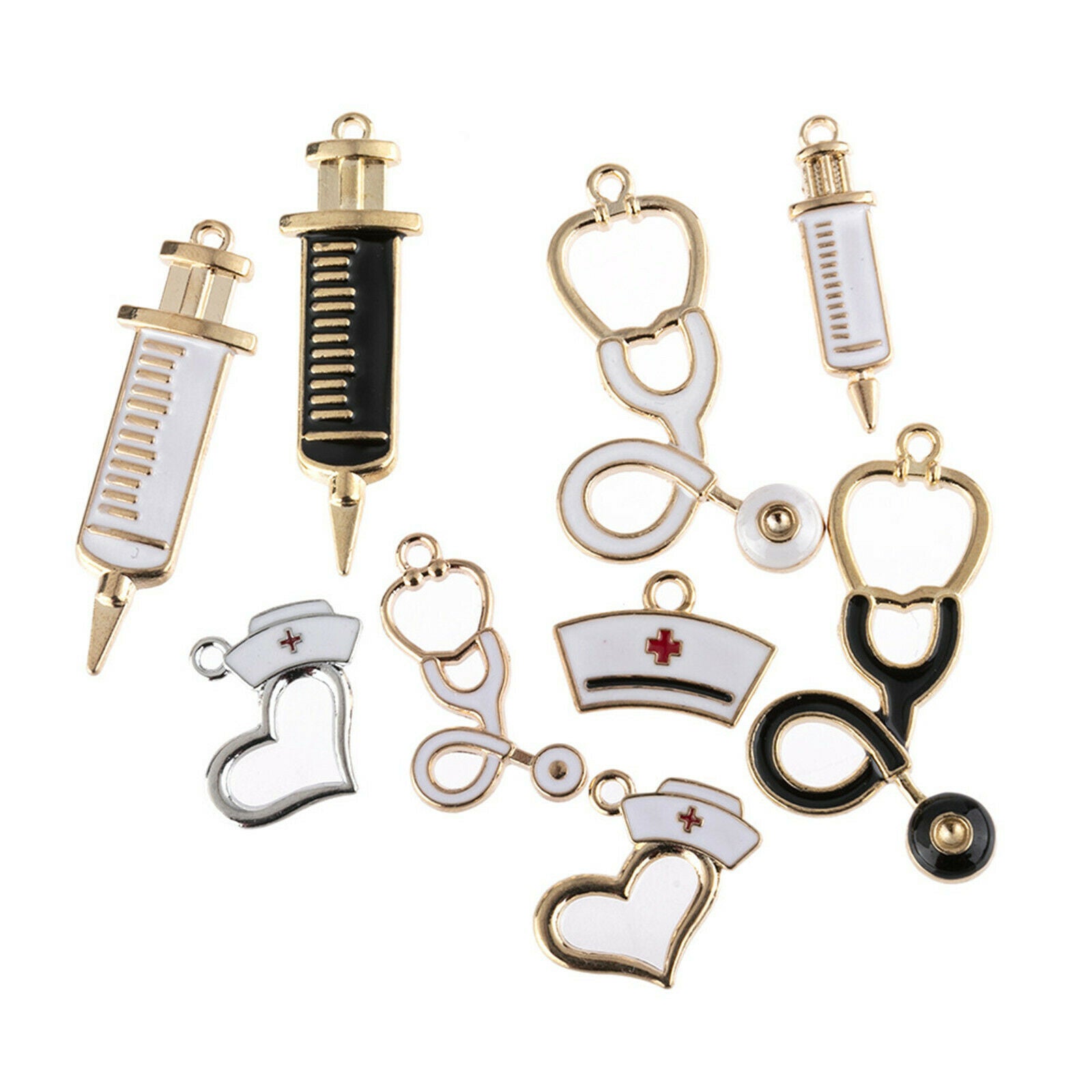 9Pcs Medical Nurse Charms Enamel Charms for Jewelry Making DIY Necklace Bracelet