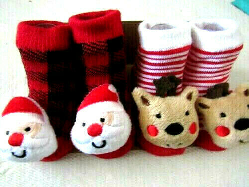 Baby Essential Bootie 0-6 Months 2 Pairs Santa Christmas & Bears Infant Socks