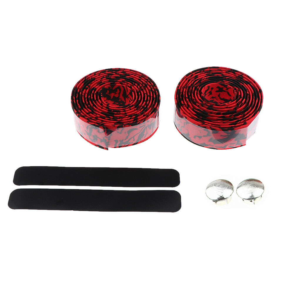 2 Rolls Bike Handlebar Tape Anti-slip Cycling Bicycle Handle Wraps with End