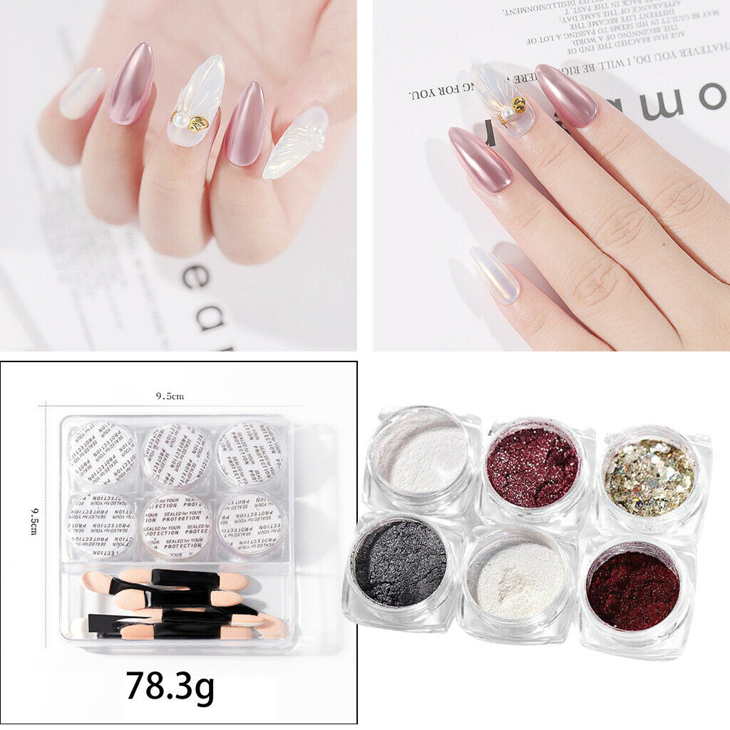 6 Boxes Holographic Mermaid Nail Art Glitter Powder Sequins Flakes Paillette 03