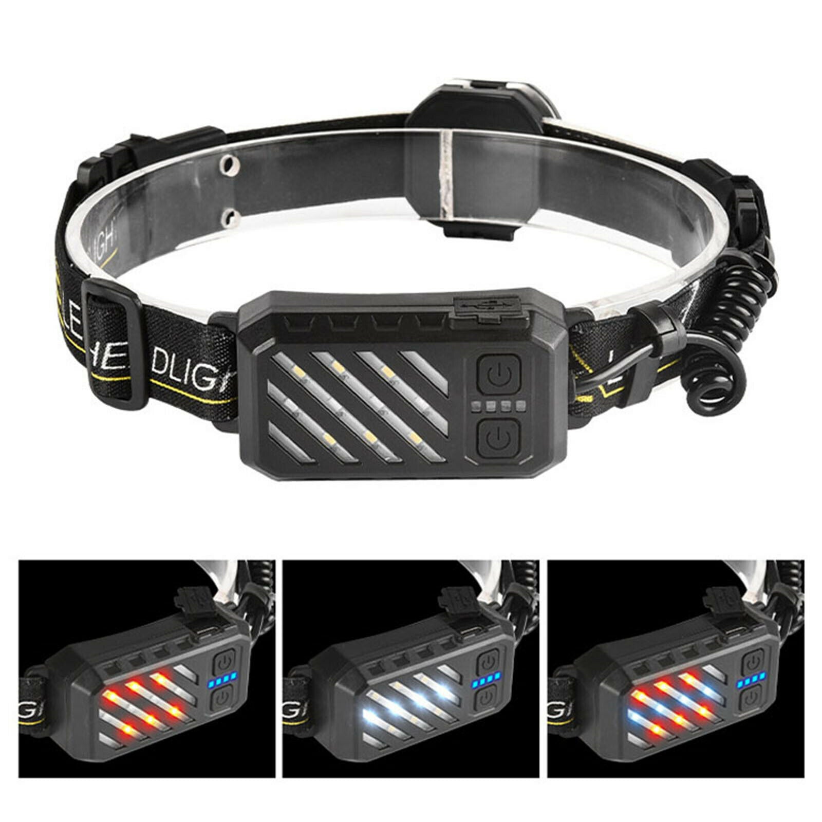 Waterproof Headlight Outdoor LED COB Headlamp Rechargeable Hiking Flashlight