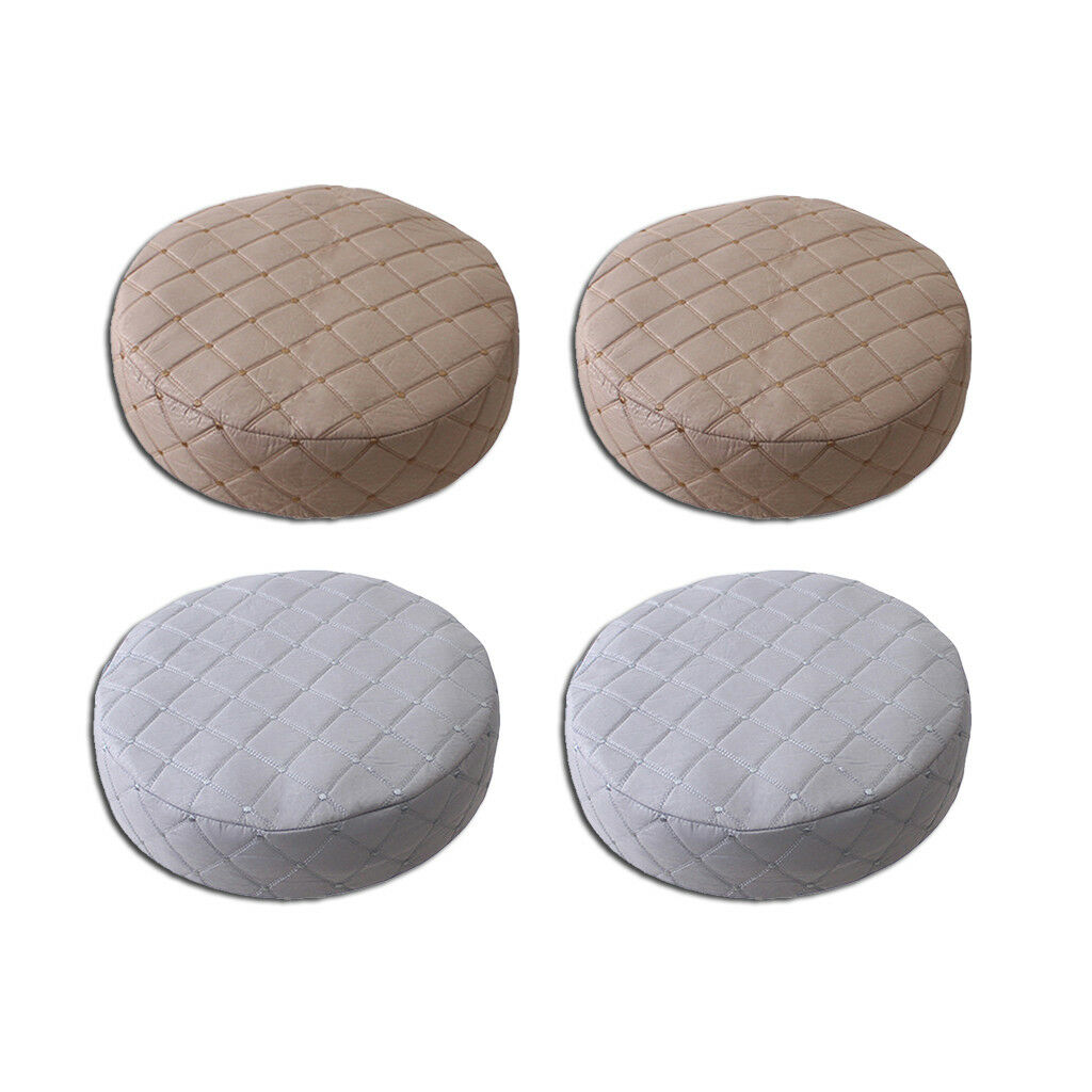 4pcs Gray&Beige 35cm Bar Stool Cover Round Lift Chair Seat Sleeve Polyester