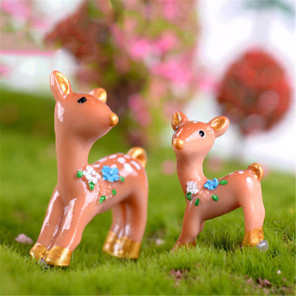 2Pcs Lovely deers Miniatures For Fairy Garden GnomesMossTerrariumsDecorati.l8