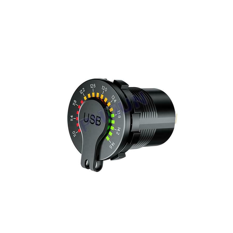 12-24V Car USB Socket Dual USB Charger LED Voltage Meter On Off Switch Universal